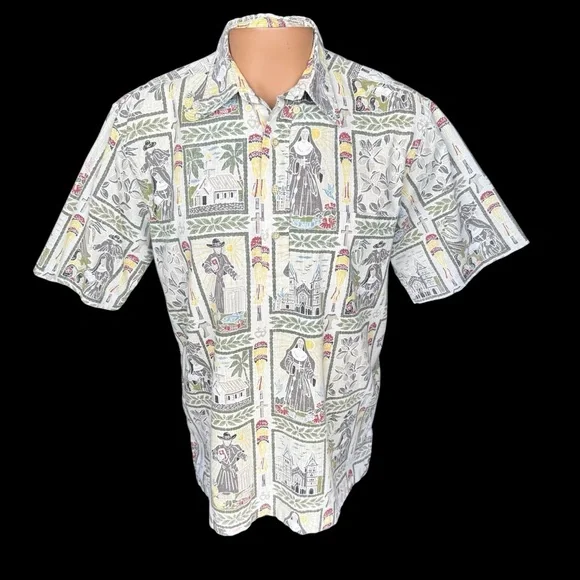 Vintage Reyn Spooner Aloha Shirt Pullover Dietrich Varez Father Damien Large - Picture 1 of 9